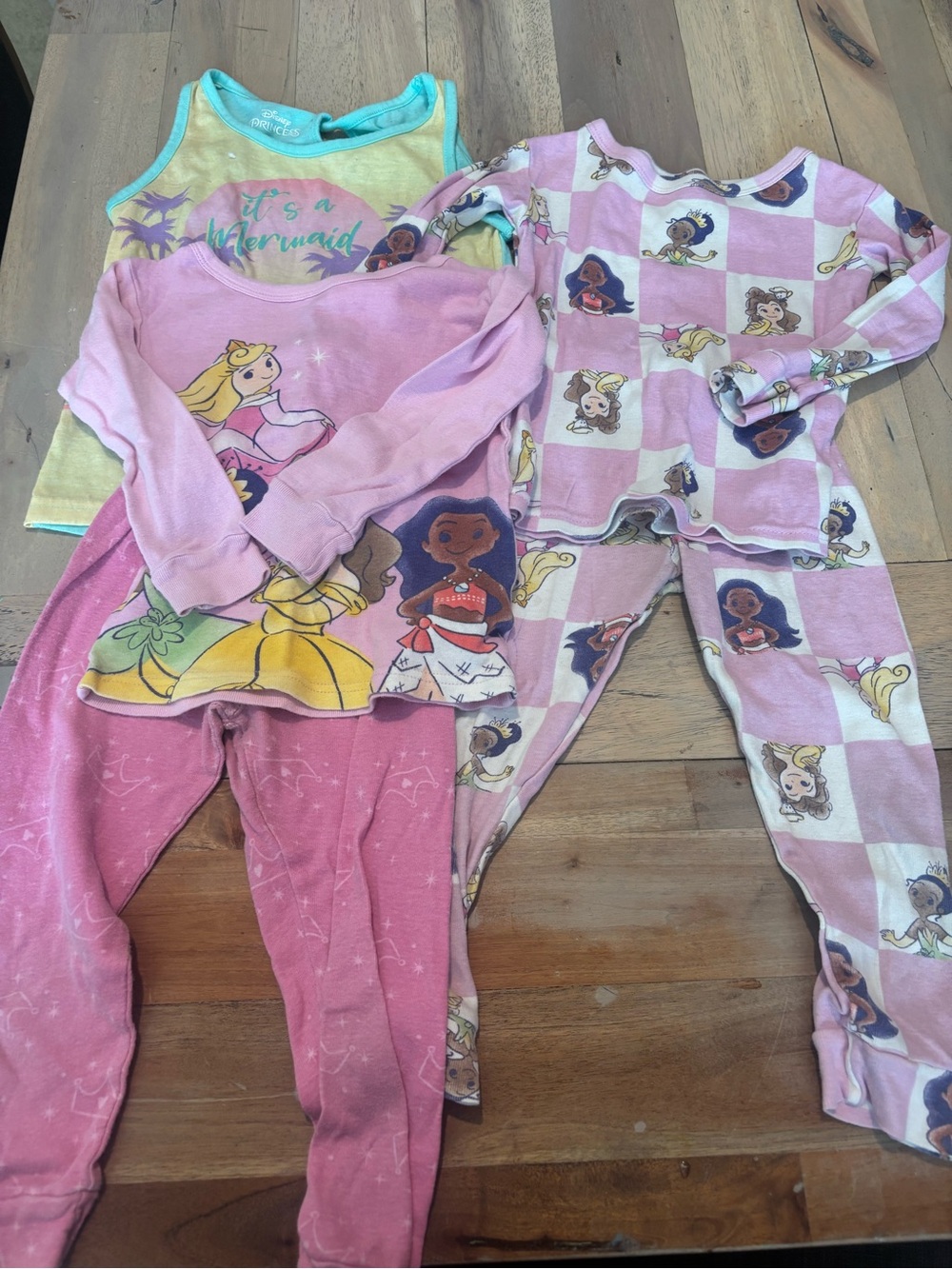 Disney Girls' Pink and Yellow Princess Pajama Set